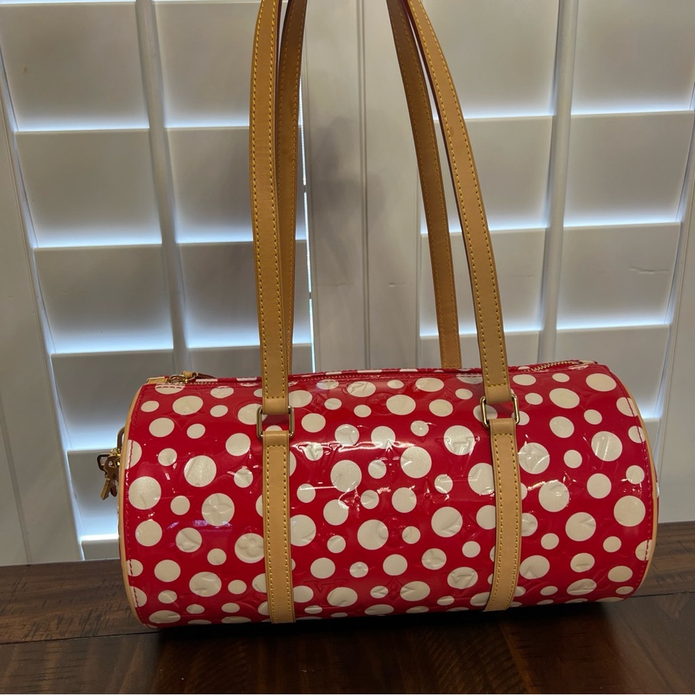 LOUIS VUITTON Vernidot Dot Infinity Papillon 30 Yayoi Kusama Tote Bag Red NEW!